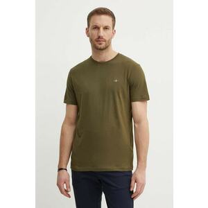 Gant tricou din bumbac barbati, culoarea negru, neted imagine