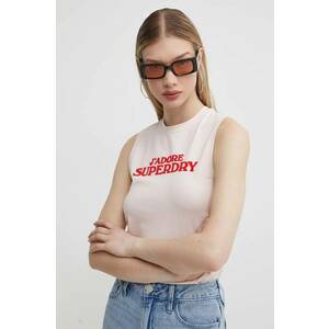 Superdry top femei, culoarea roz imagine
