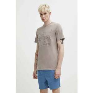 Superdry tricou din bumbac barbati, culoarea bej, cu imprimeu imagine