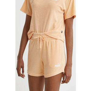 Puma pantaloni scurti femei, culoarea portocaliu, neted, high waist, 677946 imagine