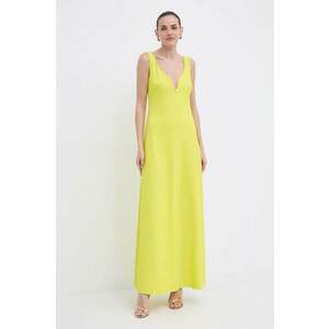 Luisa Spagnoli rochie RUNWAY COLLECTION culoarea galben, maxi, evazată, 541117 imagine