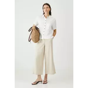 Medicine cămașă de in culoarea alb, cu guler clasic, regular imagine