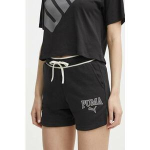 Puma pantaloni scurti SQUAD femei, culoarea negru, cu imprimeu, high waist, 678704 imagine