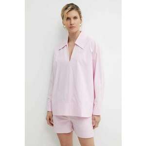 Résumé bluza din bumbac VictoriaRS Shirt femei, culoarea roz, neted, 19610951 imagine
