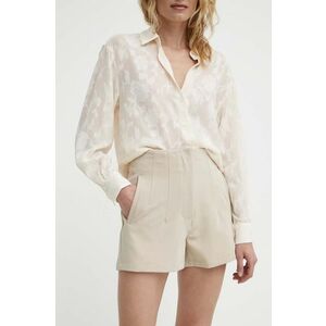 Answear Lab pantaloni scurti femei, culoarea bej, neted, high waist imagine