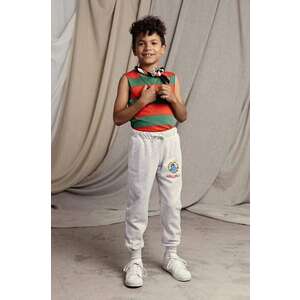 Mini Rodini pantaloni de trening din bumbac pentru copii Parrot culoarea gri, neted imagine