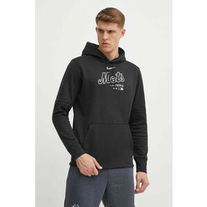 Nike bluza New York Mets barbati, culoarea negru, cu glugă, cu imprimeu imagine