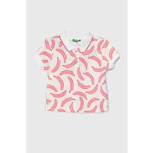 United Colors of Benetton tricou polo copii culoarea roz, cu guler imagine