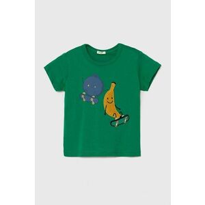 United Colors of Benetton tricou din bumbac pentru bebelusi culoarea verde, cu imprimeu imagine