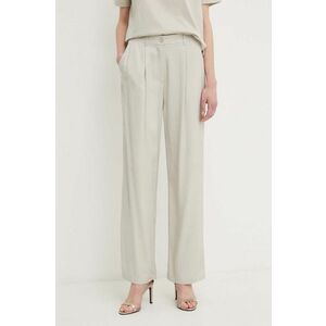Sisley pantaloni femei, culoarea bej, drept, high waist imagine