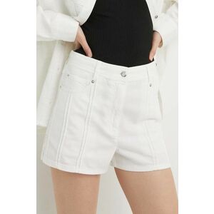 IRO pantaloni scurti din bumbac culoarea alb, neted, high waist imagine