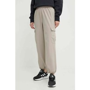 Under Armour pantaloni femei, culoarea bej, fason cargo, high waist imagine