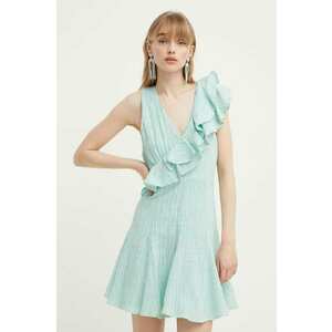 IRO rochie din bumbac culoarea turcoaz, mini, evazată imagine