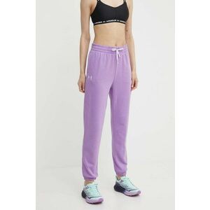 Under Armour pantaloni de antrenament Rival culoarea violet, neted imagine