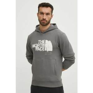 The North Face hanorac de bumbac barbati, culoarea gri, cu glugă, cu imprimeu, NF0A87ET0UZ1 imagine