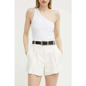 IRO pantaloni scurti femei, culoarea bej, neted, high waist imagine