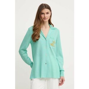 Luisa Spagnoli camasa RUNWAY COLLECTION femei, culoarea verde, cu guler clasic, regular, 58346 imagine