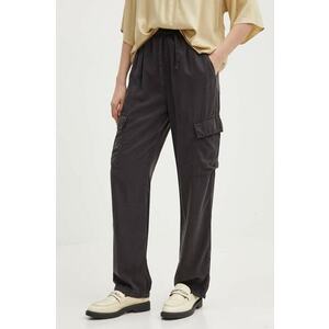 Pepe Jeans pantaloni EVA femei, culoarea gri, fason cargo, high waist, PL211738 imagine