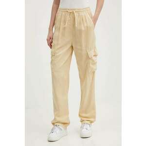Pepe Jeans pantaloni EVA femei, culoarea bej, fason cargo, high waist, PL211738 imagine