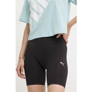 Puma pantaloni scurți de antrenament Shapelux Seamless culoarea negru, neted, high waist, 524386 imagine