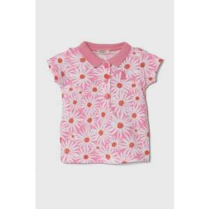 United Colors of Benetton tricou polo pentru copii culoarea roz, cu guler imagine