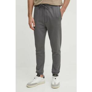 Boss Orange pantaloni de trening din bumbac culoarea gri, melanj imagine