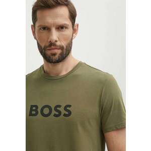 BOSS tricou din bumbac bărbați, culoarea verde, cu imprimeu, 50503276 imagine