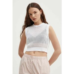 United Colors of Benetton vestă din bumbac culoarea alb, light imagine