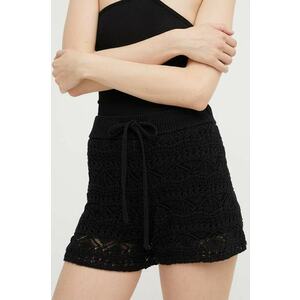 IRO pantaloni scurți din amestec de in culoarea negru, neted, high waist imagine