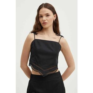 Sisley top din bumbac culoarea negru imagine