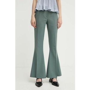 Tiger Of Sweden pantaloni din lana Veira culoarea verde, evazati, medium waist, S70902057 imagine