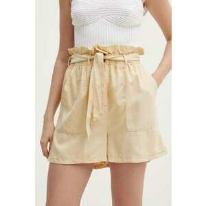 Pepe Jeans pantaloni scurti ESTRELLA femei, culoarea bej, neted, high waist, PL801102 imagine