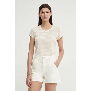 G-Star tricou din bumbac femei, culoarea bej imagine