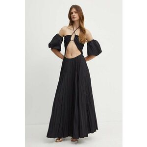 Luisa Spagnoli rochie PESTO culoarea negru, maxi, evazată, 541313 imagine