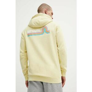 Rip Curl hanorac de bumbac barbati, culoarea galben, cu glugă, cu imprimeu imagine