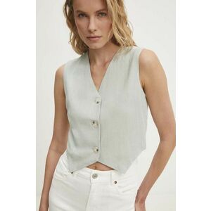 Answear Lab vestă de in culoarea turcoaz, un singur rand de nasturi imagine