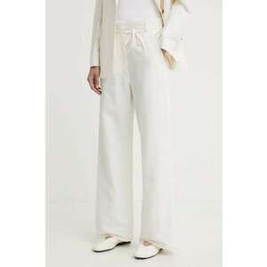 Day Birger et Mikkelsen pantaloni din amestec de in Terri - Solid Linen culoarea bej, drept, high waist, DAY65243313 imagine
