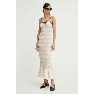 Résumé rochie din bumbac BeauRS Dress culoarea bej, maxi, mulată, 121871176 imagine