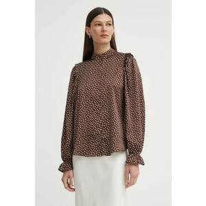 Bruuns Bazaar camasa Acacia Fria femei, culoarea maro, cu guler stand-up, regular imagine