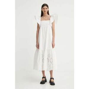 Résumé rochie din bumbac BeniseRS Dress culoarea alb, midi, evazată, 122051192 imagine