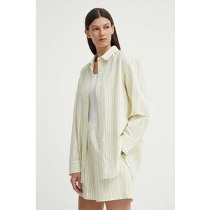 Samsoe Samsoe camasa SALOVAR femei, culoarea bej, cu guler clasic, relaxed, F24200110 imagine