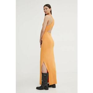 Gestuz rochie culoarea portocaliu, midi, mulată, 10909074 imagine