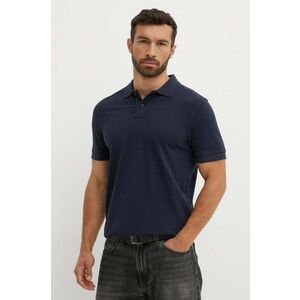 BOSS Orange polo de bumbac culoarea albastru marin, neted, 50507813 imagine
