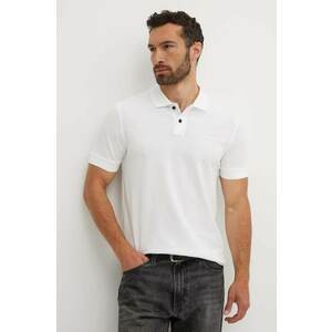 BOSS Orange polo de bumbac culoarea alb, neted, 50507813 imagine