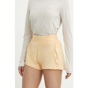 Helly Hansen pantaloni scurți outdoor Tech culoarea galben, neted, high waist, 48551 imagine