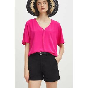 Medicine pantaloni scurti femei, culoarea negru, neted, medium waist imagine