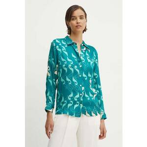 La Petite Française camasa CHANDELLE femei, culoarea turcoaz, cu guler clasic, regular imagine