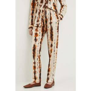 La Petite Française pantaloni de bumbac PENDULE culoarea bej, mulata, high waist imagine