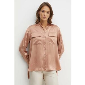 MAX&Co. cămașă de mătase culoarea roz, cu guler stand-up, relaxed, 2416111052200 imagine