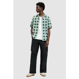 AllSaints pantaloni de bumbac VERGE culoarea negru, drept, M011TA imagine